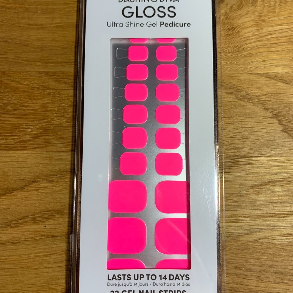 Dashing Diva Gel Nail Strips - Pedicure - Neon Pink